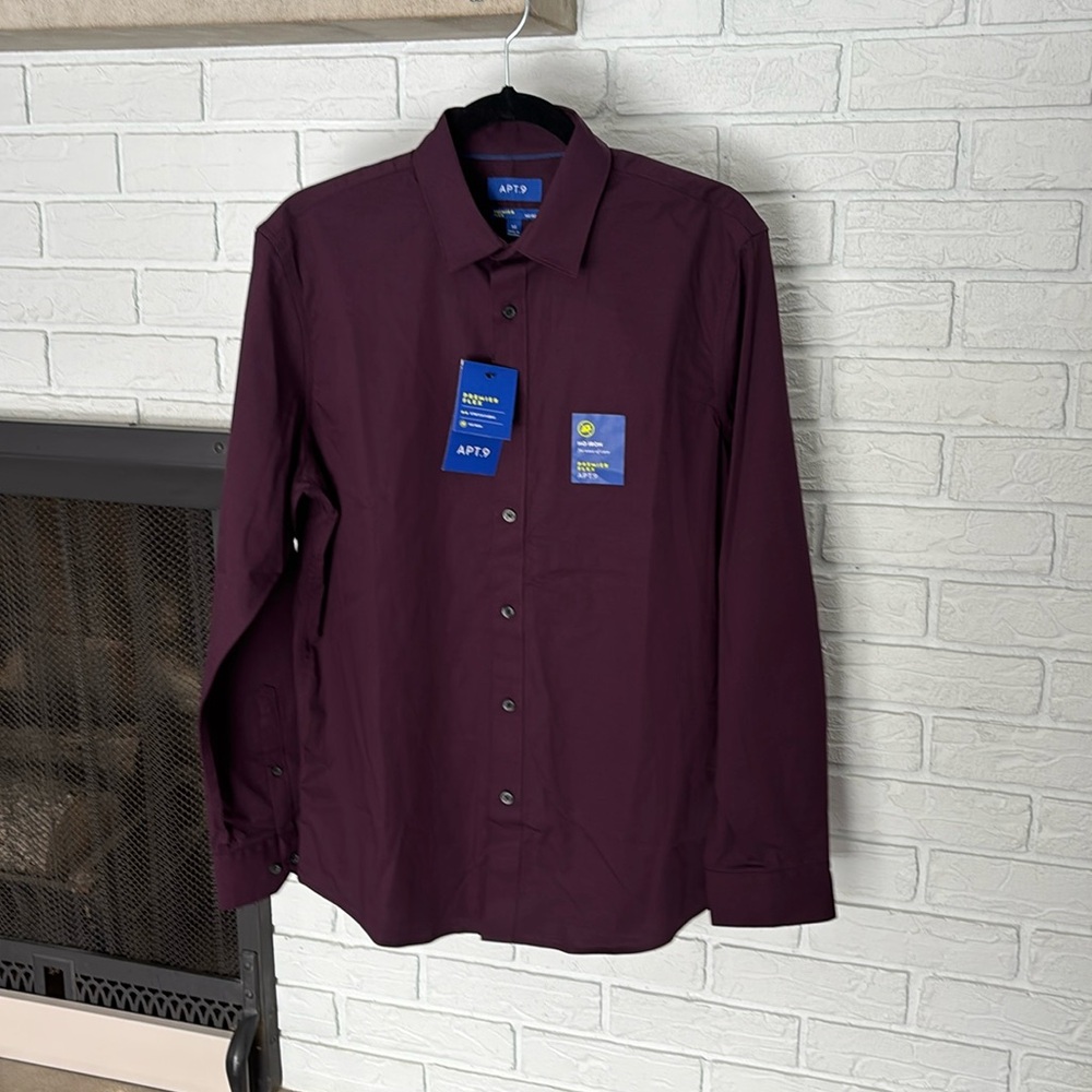 Men’s Medium No-Iron Wine Colored Button Down Dress Shirt
